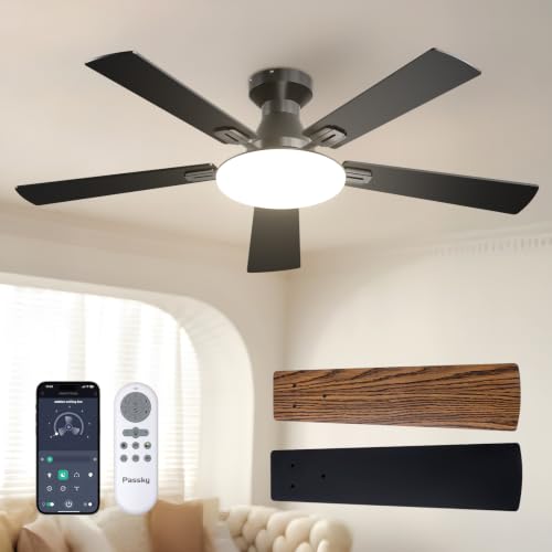 Passky Passky Ceiling Fans with Lights, 52 inch Flush Mount Ceiling fa — Key specifications at a glance