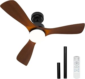 JHSYCH 42 Inch Ceiling Fans with Lights and Remote Control, Walnut Ceiling Fan with Light 