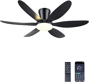 GJeg Ceiling Fans with Lights,42" Low Profile Ceiling Fan with Light and Remote Contr