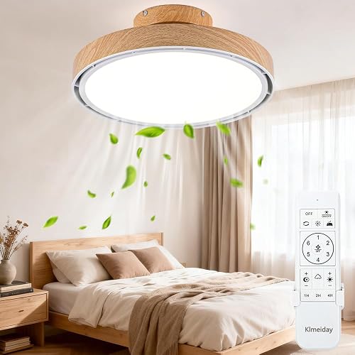 Klmeiday Bladeless Ceiling Fans with Lights and Remote, Flush Mount Mo — Build quality and design details up close