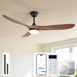 Sofucor 60 Inch Smart Ceiling Fans with Lights-Outdoor Modern Smart Ceiling Fan with Alexa