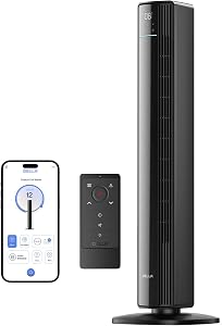Della 42" Smart Tower Fan, Ultra Quiet 23dB Cooling Fan with 12 Speeds, 90° Oscillati