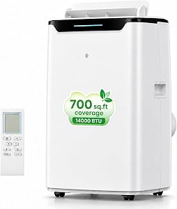 Portable Air Conditioner, 14000 BTU Fast Cooling for Large Rooms up to 700 Sq.Ft, 3-in-1 E