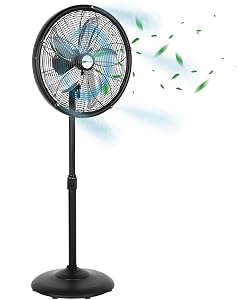 BILT HARD 18" Oscillating High-Velocity Outdoor Pedestal Misting Fan, 3-Speed Patio F