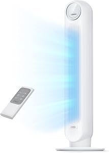 DREO Tower Fan for Bedroom, 2026 Upgraded DC Motor, 28ft/s High Velocity, 20dB Ultra Quiet