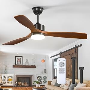 addlon 52 inch Ceiling Fans with Lights and Remote Control, Reversible, 3 Wood Blades, 6 S