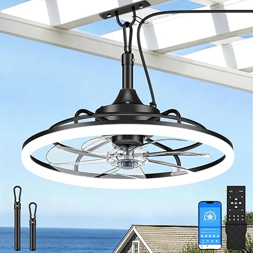 VOLISUN Outdoor Ceiling Fans with Light for Patios, 19.7in Weatherproo — Build quality and design details up close