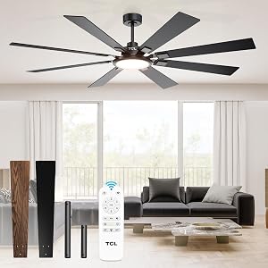 TCL Ceiling Fans with Lights and Remote: 8 Blades, Quiet Reversible DC Motor, Dimmable Sup
