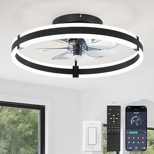 ZMISHIBO Ceiling Fans with Lights and Remote, 19.7'' Low Profile Ceili — Build quality and design details up close