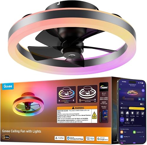 Govee Ceiling Fan with Lights, 20'' RGBIC Oscillating Flush Mount Blad — Real-world performance testing in action