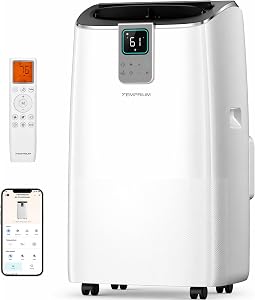 Temprium 14,000 BTU Smart Portable Air Conditioner for Large Rooms up to 750 Sq.ft, 41dB Q