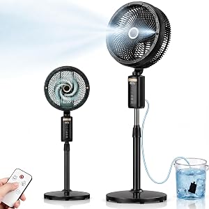 Ausic Outdoor Misting Fan for Patio, 30000mAh Rechargeable Battery Powered Cordless Pedest
