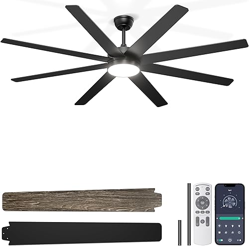 Phylluz 72'' Large Ceiling Fans with Lights, Modern Black Ceiling Fan — Real-world performance testing in action