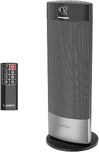 Lasko Ellipse Ceramic Tower Heater for Home with Tipover Switch, Child Lock, Digital Displ