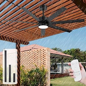 All Weather Wet-Rated Outdoor Ceiling Fan with Lights Waterproof for Patio, 56 Inch High C